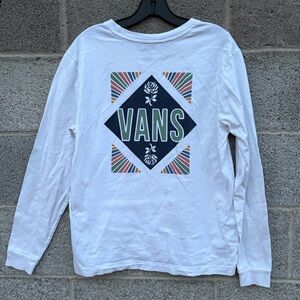 Vans White Bless Echo T-Shirt 2021 Long Sleeve Skateboard Roses Size Medium